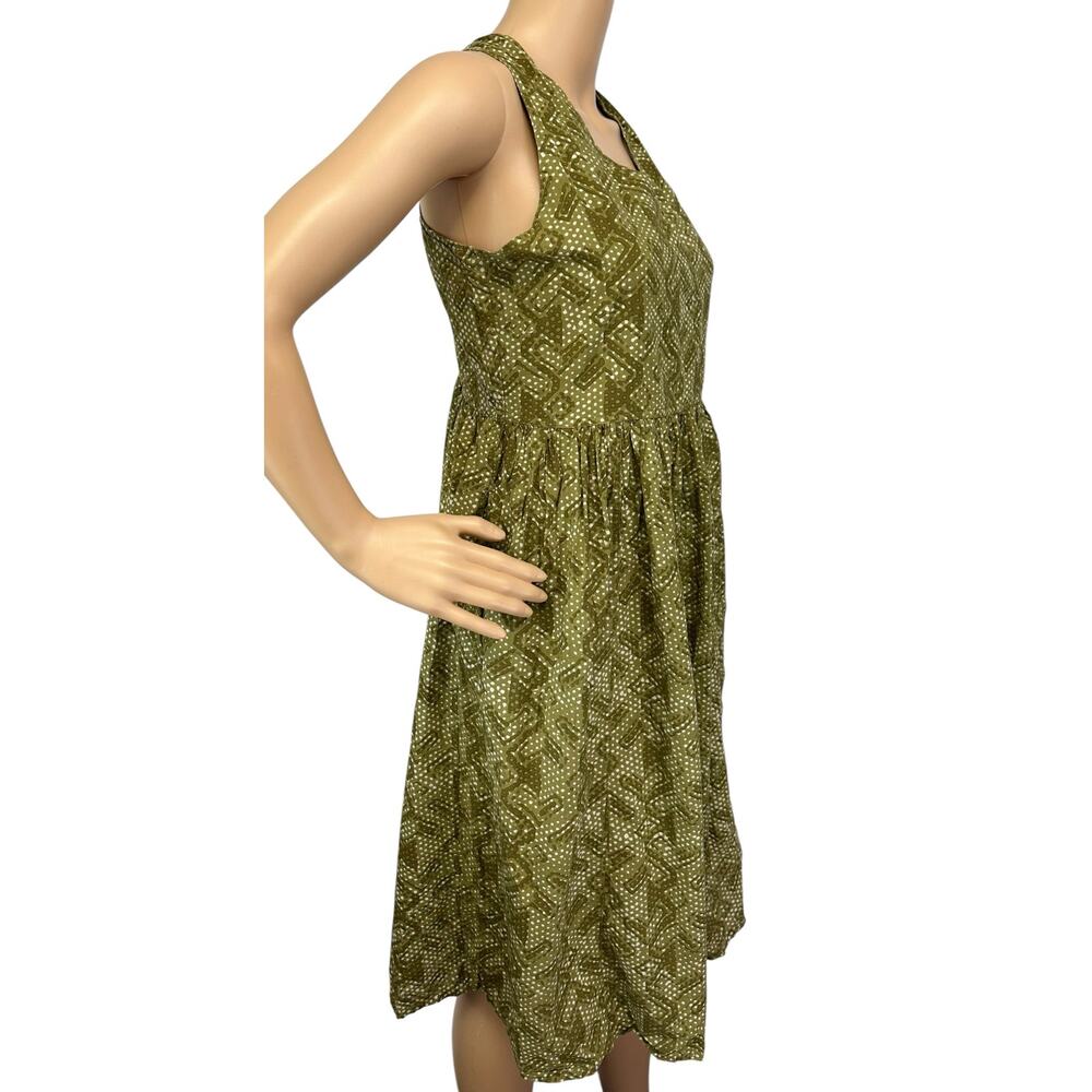 Svrnaa Anthropologie Printed Fit & Flare Dress Olive Green Size S - Picture 6 of 13